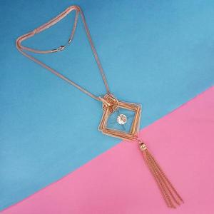 Urthn à la mode blanc pierre autrichienne plaqué or déclaration collier 1106822A chaînes géométriques en acier inoxydable bijoux chrétiens - Product Image 1