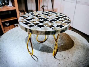 แท่นวางเค้กไม้เรซิ่นรูปดอกไม้สีดำใช้ซ้ำได้ชีสของหวานผลไม้สำหรับเครื่องครัว - Product Image 4