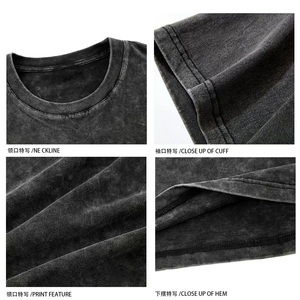 M & F Vintage Heavyweight 100% algodón Drop-Shoulder Oversize camiseta lavado ácido negro largo ligero bambú tejido de talla grande - Product Image 5