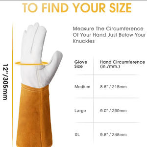 Cuir de vache fendu doigts complets Gants de soudage Tig résistants à la chaleur Anti-coupure Imperméable Personnalisable Couleur Gants de sécurité Dernières - Product Image 6