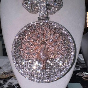 IGI certificado 925 plata esterlina 14K/18k oro sólido Pavo Real colgante para hombres personalizado VVS Moissanite diamante estilo Hip Hop fino - Product Image 3