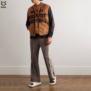 Pantalon évasé décontracté pour hommes Pantalon de survêtement de haute qualité lourd avec bretelles latérales personnalisées taille moyenne motif droit - Product Image 2