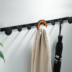 Crochet mural robuste JIBH030 à 7 points, noir, en métal, pour robe, salle de bain, entrée, vente en gros - Product Image 4