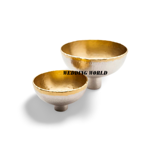 Cuenco de chocolate blanco de metal con soporte dorado Diseño de forma redonda Cuenco dulce Venta caliente Cuenco de chocolate de lujo - Product Image 6