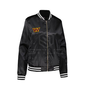 Private Label Satin Varsity Winter Jacket Bulk Quantity Cotton Made Most Popular <b>Rhinestone</b> Satin street wear Jacket - Product Image 3