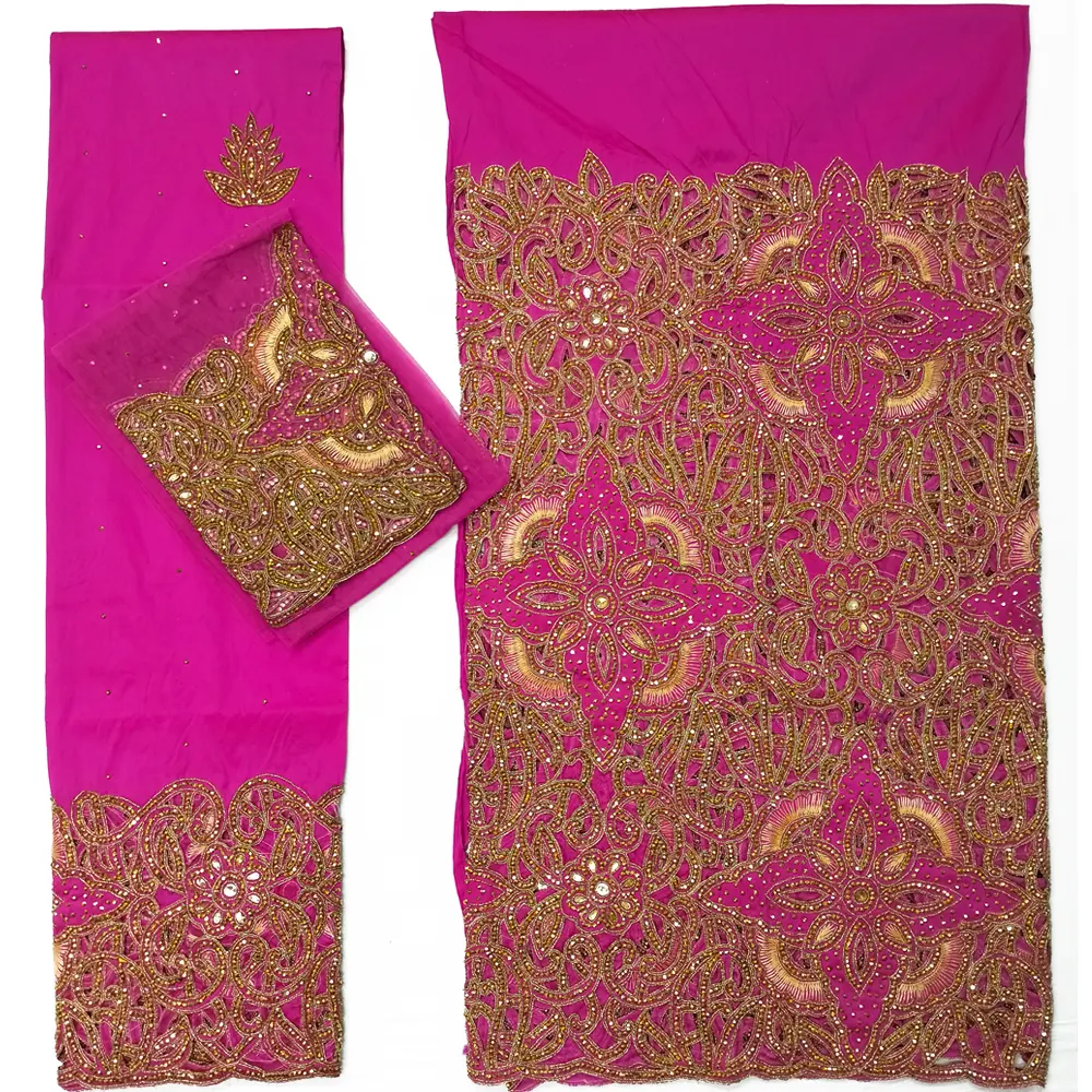 Ấn Độ tay đính cườm George wrapper vải Nigeria phụ nữ George giá bán buôn bởi Ấn Độ xuất khẩu và nhà sản xuất