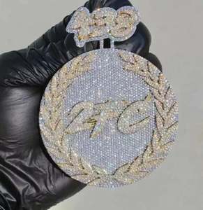 Colgante de plata de ley con diamante de corte redondo personalizado de 5 quilates con colgantes finos chapados en oro y dijes para ocasiones de fiesta - Product Image 3