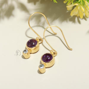 Pendientes de piedras preciosas de amatista de belleza Plata de Ley 925 pura Pendientes de uso diario increíbles Pendientes de calidad superior hechos a mano al por mayor - Product Image 2