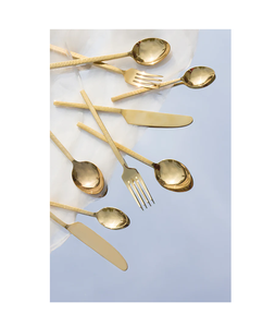 Ensemble de couverts 26 pièces en métal noir plaqué or look design Service de traiteur en acier miroir ensemble de couverts solides de qualité supérieure - Product Image 5