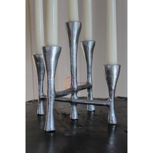 5 Arms <b>Black</b> and Silver Polished <b>Candelabra</b> Candle Jar Unique Decorative Lighting For Wedding Dining Table Party Decoration - Product Image 6