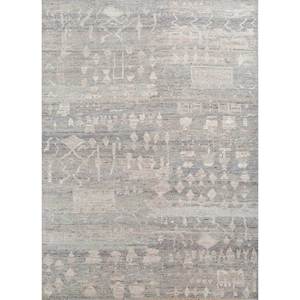 Alfombra Afgana de Lana Anudada a Mano en Gris y Negro, Modelo Re-1293, para Sala de Estar, Rectangular, con Patrón Abstracto, Hecha a Mano - Product Image 1