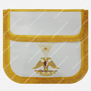 Delantal de cuero blanco de 33 grados bordado a máquina MASONIC REGALIA SCOTTISH RITE AASR - Product Image 1
