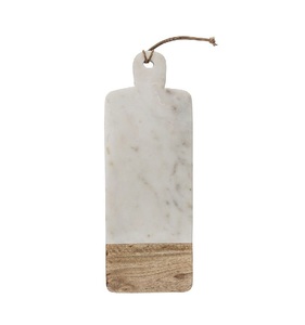Planche à découper en marbre et en bois de forme carrée, planche à découper en bois et marbre en forme de pierre d'acacia antique pour ustensiles de cuisine - Product Image 2