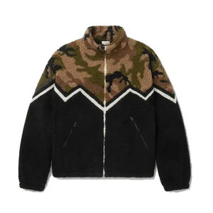 Wholesale Custom Solid Color Zipper Canvas Long Sleeve <b>Sherpa</b> Winter Coat <b>Fleece</b> Jacket Street Fashion Front Logo <b>Men</b> - Product Image 1