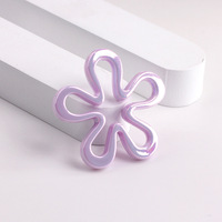 Perles en acrylique UV de 43 mm, couleur unie, en forme de fleur à 5 pétales, à trou droit, accessoires, perles d'espacement DIY, matériel pour élastiques à cheveux, perles en vrac