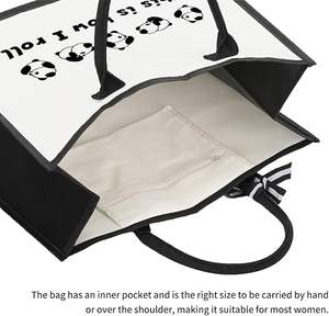 Myorganicbag กระเป๋าผ้าใบทำมือพร้อมสายรัดสามเส้นเปิดปิดและตกแต่งตัวอักษรที่มีกระเป๋าด้านใน-สำหรับผู้หญิง - Product Image 3