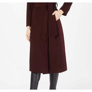 Abrigo largo con cinturón para mujer, color rojo brillante, talla 14, gabardina reversible formal para invierno, poliéster tejido transpirable - Product Image 3