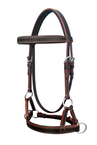 Brida de cuero de caballo ajustable al por mayor de alta calidad con riendas Tachuela de montar cómoda y duradera para competición de entrenamiento - Product Image 2