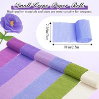 Kit pembuat bunga kertas Crepe dengan 3 vas termasuk 6 gulungan 2.75X98 inci kertas krep ungu Kawat & pita kerajinan kertas DIY