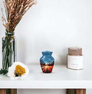 Dusk to Dawn City Lights in Motion Modern <b>Urn</b> <b>for</b> <b>Human</b> <b>Ashes</b> Decorative <b>for</b> Available in Large 10 Inch & <b>Small</b> 3 Inch Sizes - Product Image 2