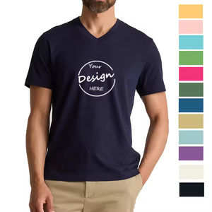 T-shirt d'été personnalisé uni pour hommes t-shirts en coton spandex sérigraphie de gymnastique t-shirts décontractés à col en V pour hommes avec marque privée - Product Image 1