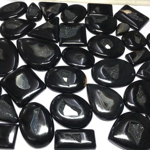Agate Druzy noire naturelle Cabochon tranche de pierres précieuses en vrac 3-8mm de hauteur - Product Image 3