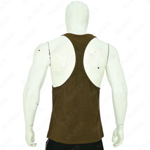 100% Cotton Top Style Gym Stringer Tank Top for Men OEM Logo Plain Sport Body Building Fitness Running Vintage Ringer Blank - Product Image 2