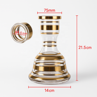 Alat Pengganti Alas Hookah Keramik, Vas Tebal untuk Shisha, Aksesoris Hookah, Desain Bergaris Transparan, Gaya Klasik Hitam