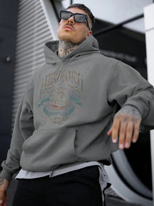 เสื้อสวมหัวมีฮู้ดสำหรับผู้ชายเสื้อสวมหัวมีฮู้ดผ้าฟลีซ/ ผ้าโพลีเอสเตอร์ผ้าคอตตอนระบายอากาศได้ดีปัก6XL สำหรับฤดูหนาว XS - Product Image 3