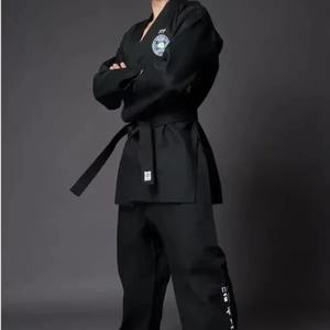 Conjunto de uniforme de Taekwondo con bordado negro, pantalones y abrigo, ropa hermosa, uniforme de entrenamiento de Karate - Product Image 3