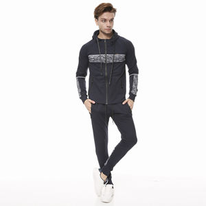 Survêtement en coton blanc à double couche Survêtement de gros Ensemble de sweat à capuche et pantalon de survêtement zippé vierge et lourd personnalisé - Product Image 2