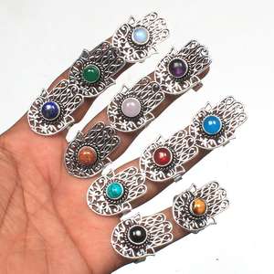 Anillos de Humsa de piedras preciosas naturales surtidas para mujer, cristal multicolor hecho a mano, elección de chicas bonitas para bodas, anillos de venta a granel - Product Image 3