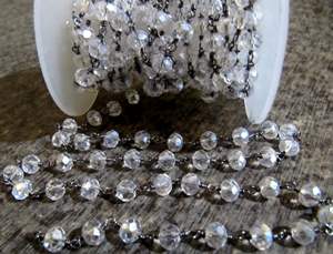 Cadena de Rosario con cuentas recubiertas místicas de cuarzo cristalino de 3 pies Rondelle facetado 6mm Cadena de cuentas de cuarzo transparente - Product Image 3