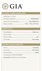 B2B D'Vins Jewels para GIA Certified 2,00 CT Loose White Natural Round I Color FL FLOW Pureza EX Cut Diamante pulido - Product Image 3