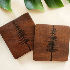 Sous-verre en bois rustique élégant boisson tasse à café sous-verres pour bureau à domicile utilisé personnalisation Design moderne - Product Image 2