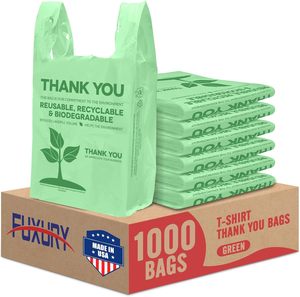 Bolsas de Plástico Verdes Fuxury para Camisetas, Paquete de 1000, 11.5x6.5x21 Pulgadas, Bolsas de Compras con Asas - Product Image 6