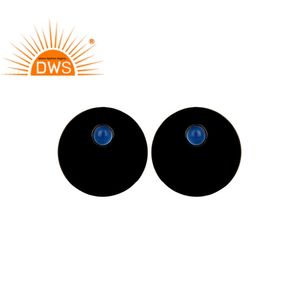 Best Selling Sterling Silver Natural <b>Blue</b> Chalcedony Gemstone <b>Stud</b> <b>Earring</b> Custom Jewelry Manufacturer - Product Image 1