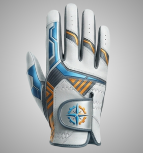 Golf Glove Right Hand Genuine Leather Non-Slip <b>Hook</b> And Loop Closure Unisex Sports Blue Orange Design for Practice OEM Supply - Product Image 3