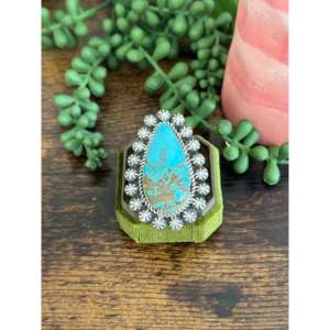 Jeff James Royston <b>Turquoise</b> Sterling Silver Adjustable Boho Statement <b>Ring</b> - Product Image 1