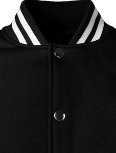 Veste de baseball décontractée à col rond 100% en laine pour hommes avec tissu tissé respirant motif léger bouton Letterman à capuche - Product Image 4