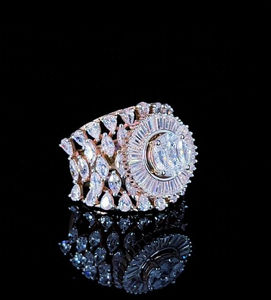 Hip Hop Jewelry 18k Solid Rose Gold <b>Cubic</b> <b>Zirconia</b> Oval & Round Cut Diamond Women Fashion Jewelry <b>Rings</b> - Product Image 2