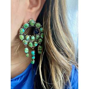 Ella Peters Sonoran Gold Turquoise & Sterling Silver Drop <b>Earrings</b> <b>Post</b> Cluster Dangle Design - Product Image 2