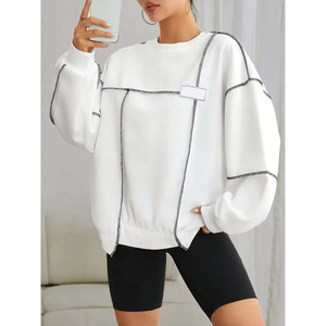 เสื้อสเวตเตอร์มีฮู้ดของผู้หญิงเสื้อสเวตเตอร์มีฮู้ดเย็บแบบไม่ซ้ำใครใส่สบาย - Product Image 1