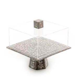 Vente chaude en forme de carré acrylique Dessert serveur présentoir nacre couvercle supérieur pour servir des gâteaux et des pâtisseries - Product Image 2