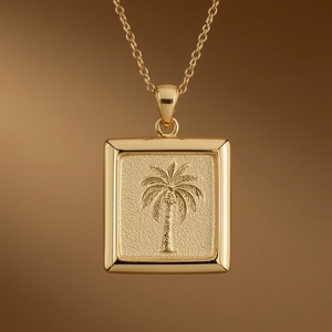 Collar con Colgante de Palmera de Oro de 18K, Joyería de Lujo Ecológica para Hombre y Mujer, Cadena de Eslabones - Product Image 1