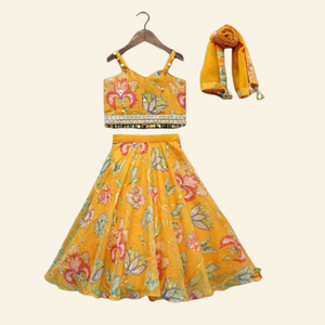 <span class=keywords><strong>2025</strong></span> Xu hướng thiết kế thêu lehenga choli Ấn Độ đẹp dân tộc trẻ em lehenga dupatta Bộ - Product Image 1