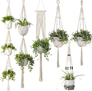 Elegante colgador de plantas de macramé hecho a mano, soporte tejido de algodón, maceta colgante decorativa para sala de estar, dormitorio, Patio - Product Image 2