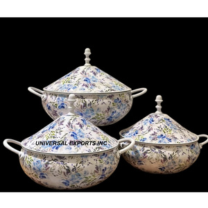 Double Wall Set of three Hotpot Latest Trending Design Luxury <b>Food</b> <b>Warmer</b> Superior Quality New Metal Casserole - Product Image 3