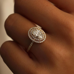 IGI certificado 14K oro sólido doble Halo anillo de compromiso 2.5CTW corte ovalado laboratorio cultivado diamantes romántico Unisex fiesta aniversario - Product Image 5