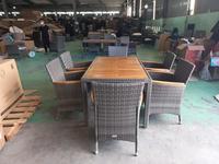 Ensemble de salle à manger pliable en rotin moderne PLWICKER - 1+6 pièces, mobilier d'extérieur non empilable, pas cher